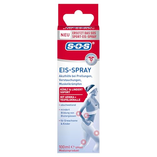 SOS Eis Spray (100 ml) – schnelle Kühlung bei Prellungen, Verstauchungen & Muskelkrämpfen – mit Arnika & Teufelskralle – abschwellend & schmerzlindernd – ideal für Sport & unterwegs