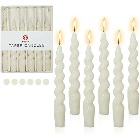 Short Taper Candle Twist Candlesticks-Gedengni 7.5inches Spiral Tapered Candle White Candle Sticks Dinner Twisted Candles for Wedding Home Dinner Party Women Gift,Pack of 6 (2D6P-WHITE) Cover