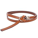 Women's Leather Belt Dress Belt Fashion Skinny Belt Tie A Knot Leather Waist Belt Knotted Decorative Belt