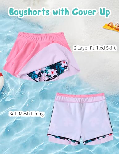 Image of ALISISTER Girls Tankini Swimsuit Two Piece Bathing Suits Summer Beach Swimwear with Shorts for 7-12 Years