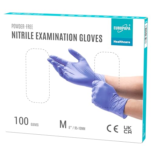 EUROPAPA 100x Nitrilhandschuhe Lila Box Einweghandschuhe Einmalhandschuhe Untersuchungshandschuhe Nitril Handschuhe puderfrei ohne Latex unsteril latexfrei disposible gloves