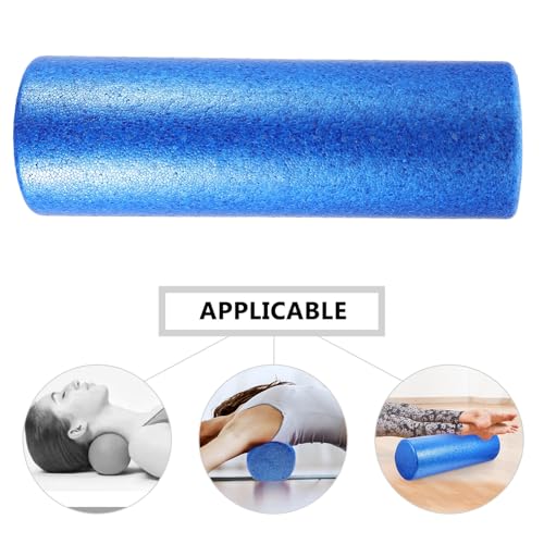 Rodillo de espuma para yoga y masaje, color azul, para relajación muscular, alivio de espalda, cuello y hombros, y reeducación postural miniatura 2