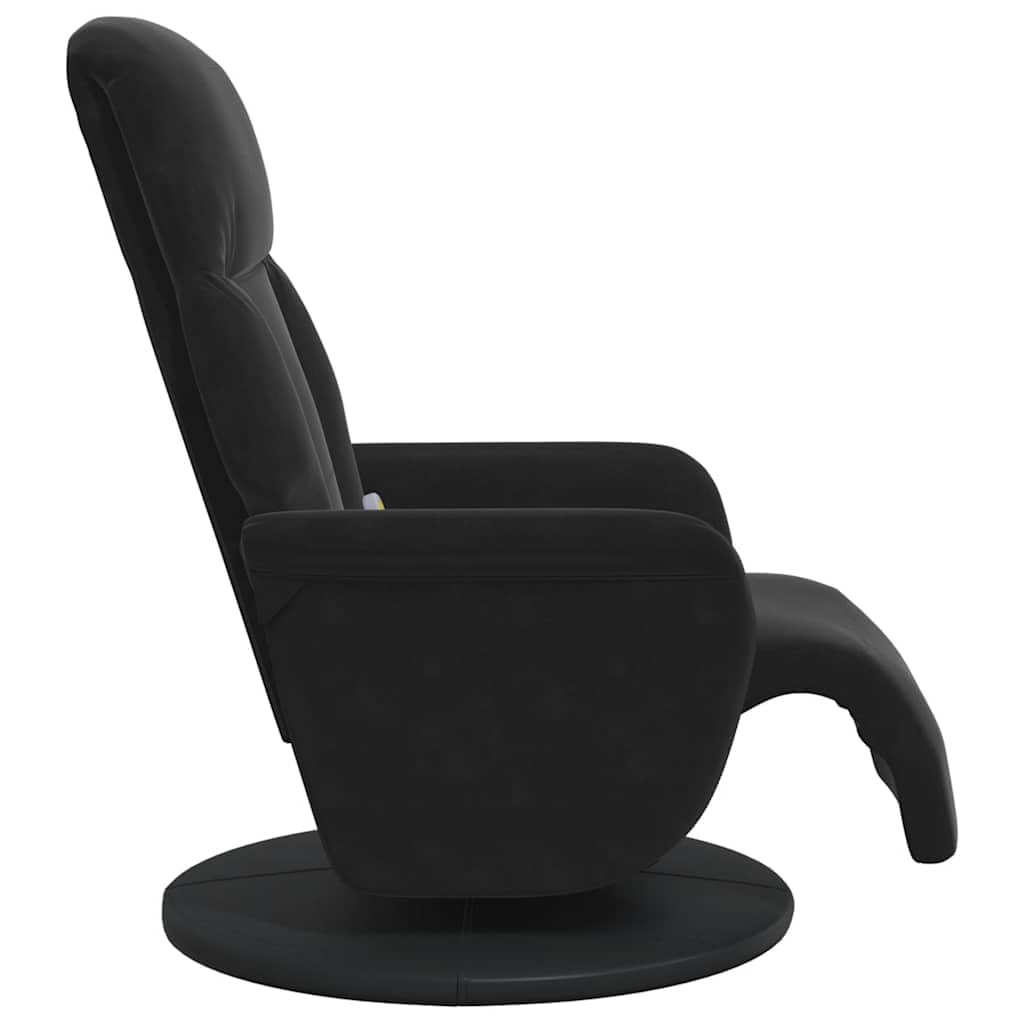 Massagesessel mit Fußteil, Schwarz Samt, 6-Punkt-Vibrationsmassage, verstellbare Rückenlehne und Fußstütze, 360 Grad drehbar, Robustes Holz Metall Gestell