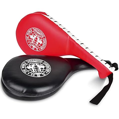 Taekwondo Kick Pads 2PK, Karate Martial Arts Training Equipment Kicking Target Pad, Double Strike Boxing Pads for Kids Youth Adult (Red&Black) Cover