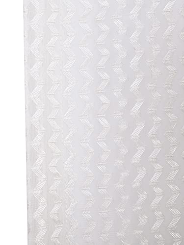 Image of Set of 2 Pcs Sheer Premium Lightweight Tissue Fabric Solid Cream Color Eyelet Long Door Curtain, 2 Pc Long Door Curtain 8ft