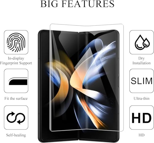Image of Uyiton Silicone 4-in-1 Screen Protector for Samsung Galaxy Z Fold 4 | HD Clear Screen Guard Set with Front Screen, Back Panel, Inner Display & Hinge Protector | Bubble-Free Easy Installation | Scratch Resistant