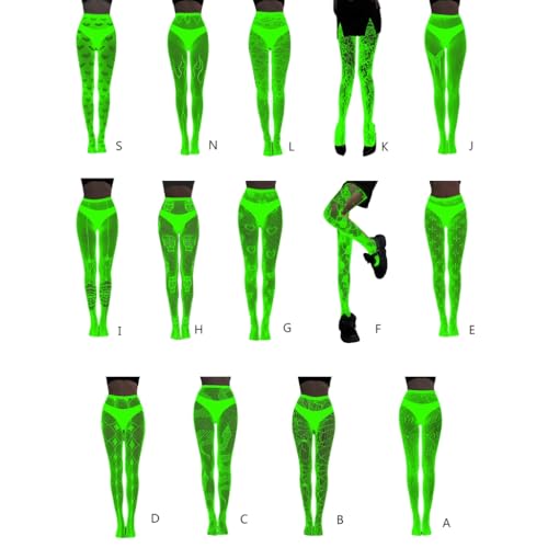 Women Glow in the Dark Fishnet Tights Stockings Halloween Luminously Spiderweb Skull Patterned Mesh Pantyhose3