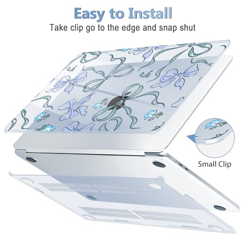 Image of Mektron Case for 2025 MacBook Air 13-inch M4 Laptop A3240 with 13.6-inch Liquid Retina Display,Compatible with 2024 2022 M3 /M2 MacBook Air 13 inch Hard Shell Cover,Fit Model A3113 A2681, Bows C355-Blue