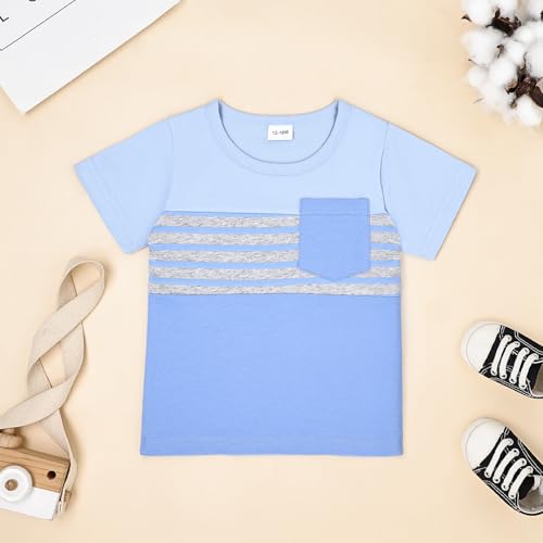 Image of FOCUTEBB Toddler Boy Clothes Summer Patchwork T-Shirt Shorts 2Pc Set 12M-5T