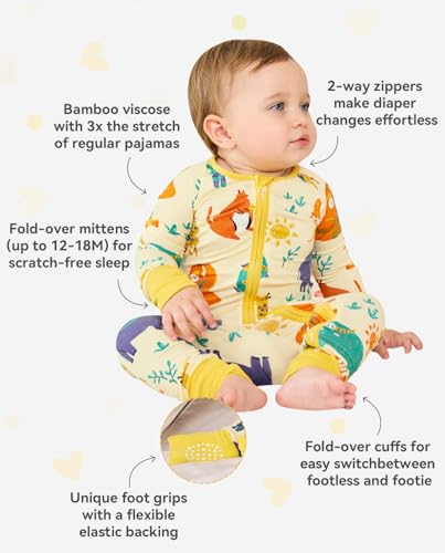 Bamboo Viscose Baby Convertible Footie Pajama, Zipper Pajamas for Baby Boys & Girls, Sleep & Play Footed Pjs3
