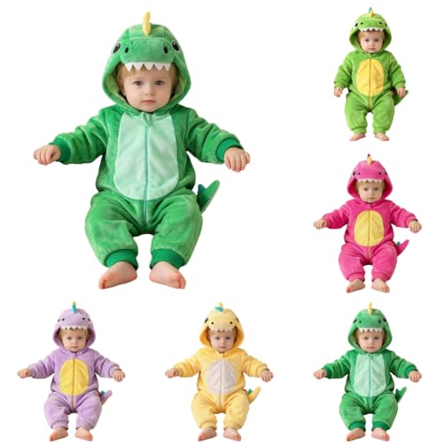Baby Dinosaur Onesie Costume Halloween Infant Cute Fleece Hooded Romper - image 1