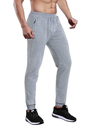 Swibitter Workout Pants for Men Running Pants with Zipper Pockets Gym Training Pants Skinny Joggers Pants for Men