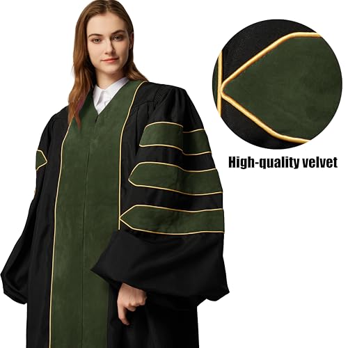 Image of MyGradDay Unisex Deluxe Graduation Doctorate Robe with Gold Piping Available for Customization