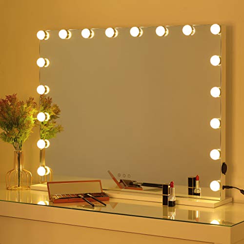 OUO Hollywood Espejo de tocador iluminado con luces LED para tocador de maquillaje