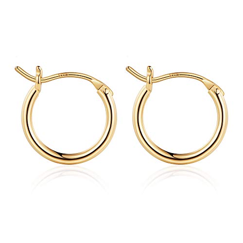 M MOOHAM Gold Hoop Earrings for Women, 14K Real Gold Steling Silver Post Hypoallergenic Hoops Earrings Lightweight Small Gold Hoops Earrings 13-60mm