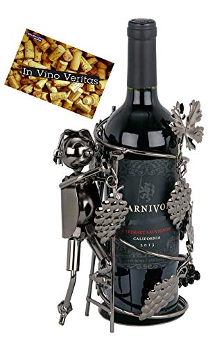 Brubaker Porte-Bouteille de Vin Vigneron - Objet Décoratif en Métal - Viticulteur avec Carte de Vœux pour Cadeau de Vin