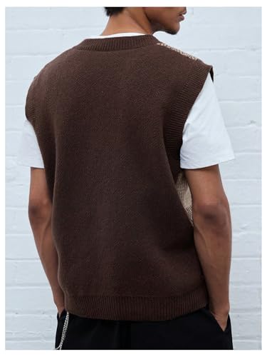 Men's Graphic Sweater Vest V Neck Sleeveless Knitted Pullover Tops2