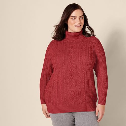 Image of Amazon Essentials Women's Long Sleeve Fisherman Cable Knit Turtleneck Sweater (Available in Plus Size)