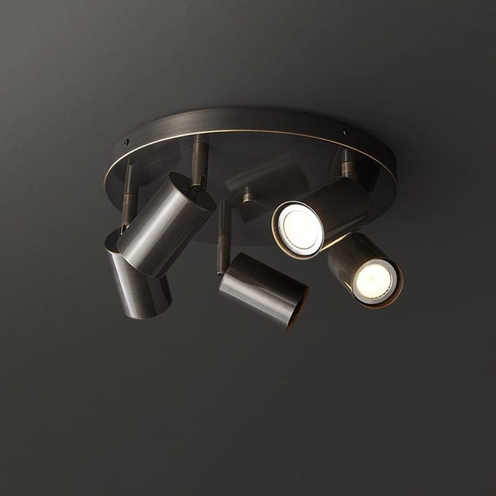 Plafoniera Moderna in Ottone con Testa orientabile, faretto a LED direzionale Rotondo Regolabile, Kit di Montaggio a Filo con lampadine da 4000K Incluse, Oro 5 Teste, Scuro 5,Dark-5 Heads