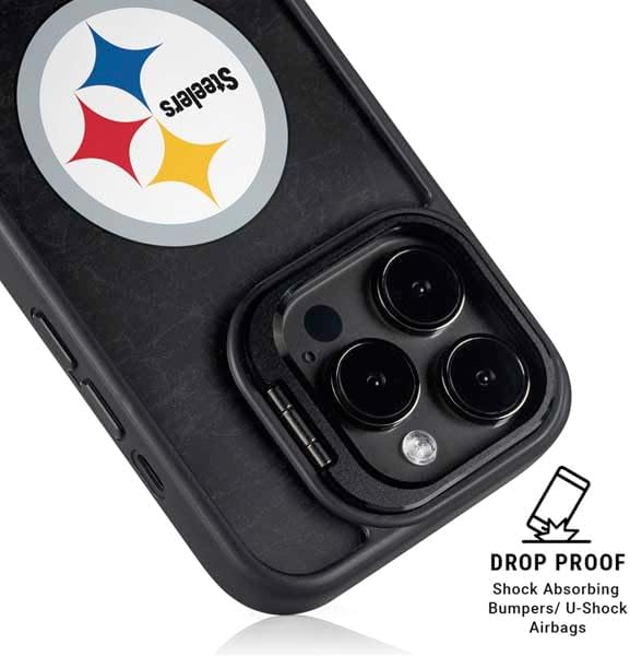 Skinit Kickstand Phone Case Compatible with iPhone 16 Pro Max - Officially Licensed NFL Pittsburgh Steelers Distressed Design