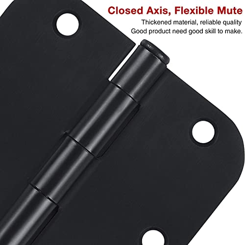 TDCHINGES 30 Pack Rounded Matte Black Door Hinges 3.5 Inch 5/8" Radius Interior 3 1/2 Inch Flat Iron Bifold Easy Installation Standard Hinge No Squeak,Bedroom Indoor for Doors 3 ½" Hardware Controls - Image 6