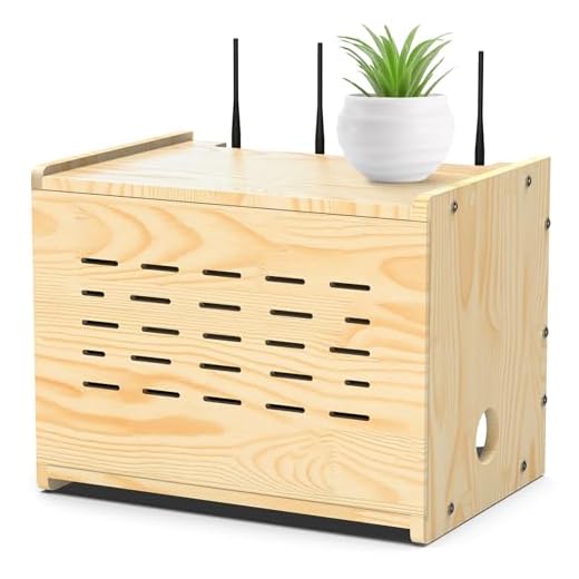 Upgrade WiFi Router Storage Box Hider, Projector Shelf, Large Space Modem Cable Organizer, Power Strip Cable Management Hider Rack by Solid Wood,Hide Router Home Decor Box, Need Assembly