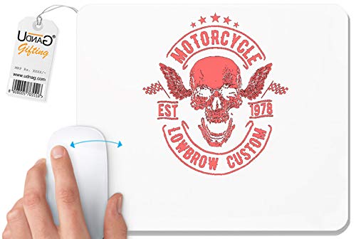 UDNAG White Mousepad 'Motorcycle | Motorcycle Lowbrow Custom' for Computer/PC/Laptop [230 x 200 x 5mm]