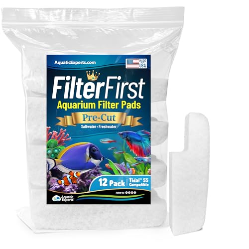 Image of Aquatic Experts FilterFirst Floss Pads - Fish Tank Filter Media for Crystal Clear Water (12 Pack, Tidal 55 Compatible)