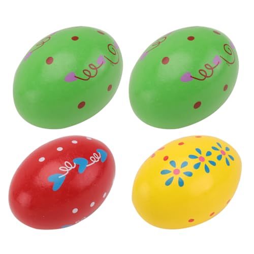 STOBOK 4pcs Wooden Percussion Eggs Easter Colorful Egg Shakers Percussion Egg Shaker Maracas Egg Shakers Percussion Toy for Kids Toddlers(Random Color)