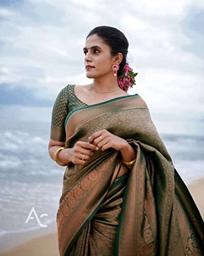 Image of Avantika Fashion Women's Kanjivaram Soft Silk Saree With Blouse Piece