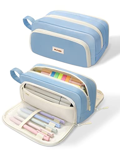 SUNEE Large Pencil Case, Big Capacity Pen Pouch with 3 Compartments, Kawaii Cute Pencil Bag with...