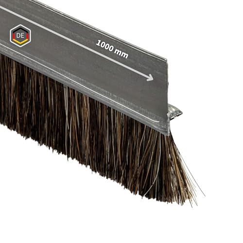 Gedotec Anti-courant d'air pour portes comme protection contre le froid et les insectes | 1 pièce - joint-brosse | Longueur : 1 m | Joints de sol à visser avec garniture en crin de cheval