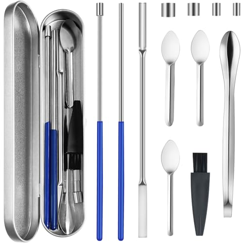 Artcome 12 PCS Versatile Capsule Filling Tool Kit for Pill Filler - Lab Scoops, Dual-Ended Long Spoon, and Herb Tamper - Ideal Tools for Medication and Supplements - All Sizes 000 00 0 1 2 3 4 5