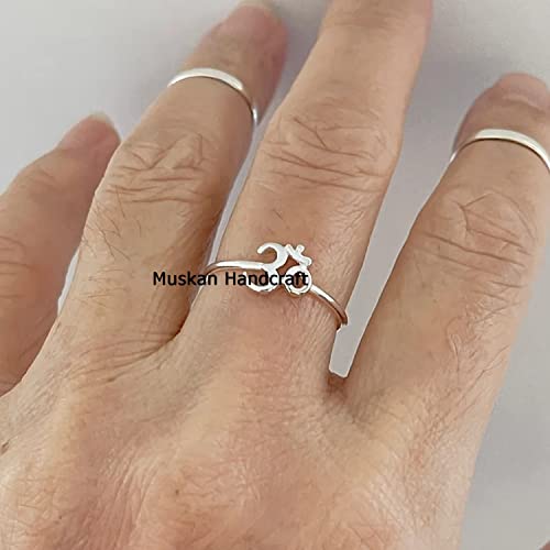 Muskan Handcraft Pure 925 Sterling Silver Little Om Ring, Dainty Ring, Yoga Ring, Religious Ring thumb #1