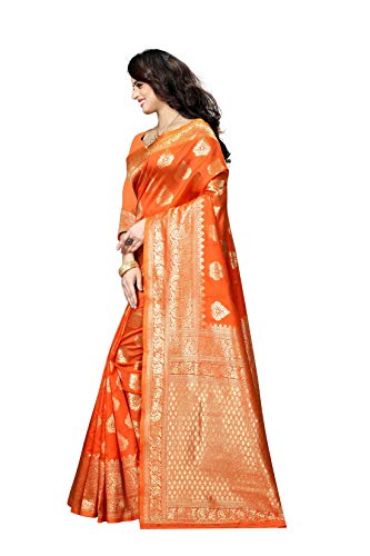 Image of Flosive Women's Present Beautiful Kanjivaram Soft Silk Saree With Blouse