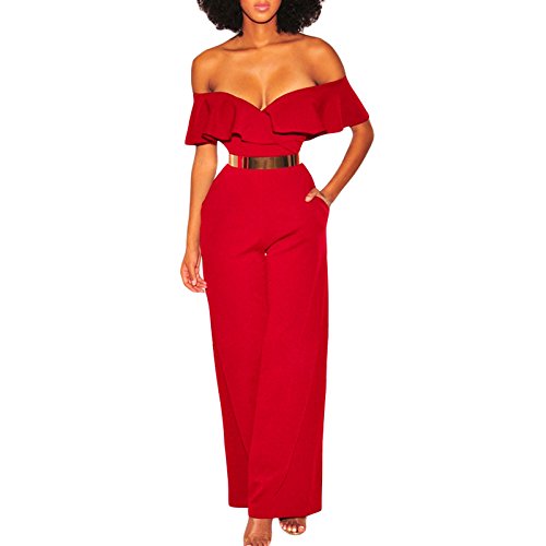Pelele entero Toocool rojo de fiesta mono largo elegante escote sensual