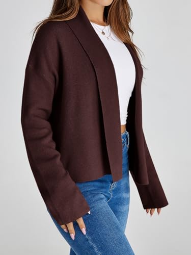 Image of Saodimallsu Womens Cropped Cardigan Open Front Shawl 2026 Fall Trendy Long Sleeve Sweater Jacket