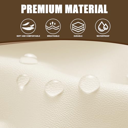 Image of SearchI PU Leather RV Dinette Cushion Covers, Stretch Camper Cushion Slipcovers for Travel Trailer Couch RV Booth Seat, Replacement Camper Sofa Chair Protector(1 Backrest Cover & 1 Bench Cover, Cream)