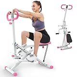 Anwick Squat Machine for Home, Squat Ride / Rowing Machine with Adjustable Resistance, Foldable Exercise Equipment, Glute & Leg Cardio Workout Machine (Pink)