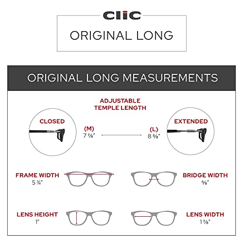 Clic Magnetic Reading Glasses (Long Temples), Computer Readers, Replaceable Lens, Original Long, (Black, 1.50 Magnification) #TOP4