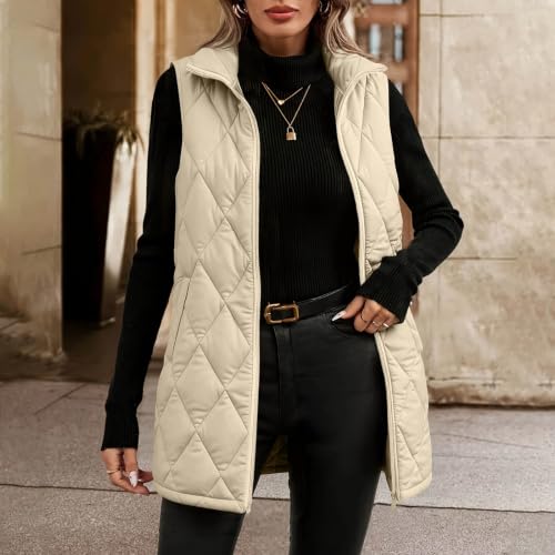 Puffer Vests for Women Diamond Quilted Zip Up Winter Jacket with Pockets - image 3