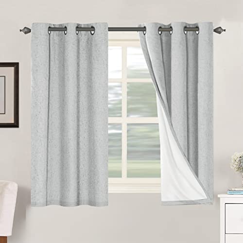 Image of H.VERSAILTEX 100% Blackout Curtains for Bedroom Thermal Insulated Linen Textured Curtains Heat and Full Light Blocking Drapes Living Room Curtains 2 Panel Sets, 42x54 Inch, Glacier Gray