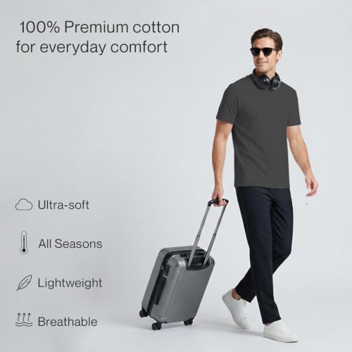 Image of 100% Cotton Premium Crew Neck T-Shirt, Classic Tee for Men Short Sleeve | No Poking Labels, Ultra-Soft, Breathable, Everyday Essential, All Day Active Wear