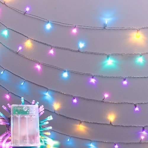 ANJAYLIA Easter String Lights Battery Operated 20ft 40 LED Pastel Fairy Lights Waterproof Small String Lights for Easter Crafts Wreath Table Centerpiece Garland Party Decor