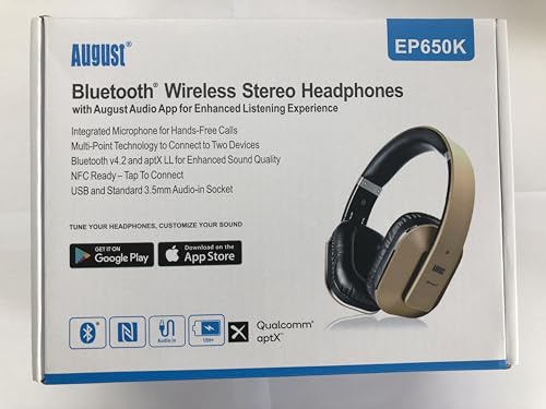 August EP650 Bluetooth Over Ear Wireless Stereo NFC