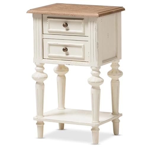 Baxton Studio Marquetterie French Provincial Style Two-Tone 2-Drawer and 1-Shelf Nightstand