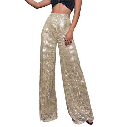 Pantalones de lentejuelas para mujer, pantalones largos de pierna ancha para mujer, pantalones de chándal holgados, pantalones palazzo, pantalones de trabajo, pantalones de verano de color sólido,