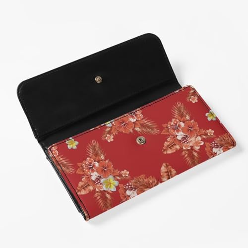 Image of AFPANQZ Tropical Flower Eagle Women's Wallet Large Capacity Fashion Ladies Card Phone Holder RFID Blocking Wristlet Leather for Lady