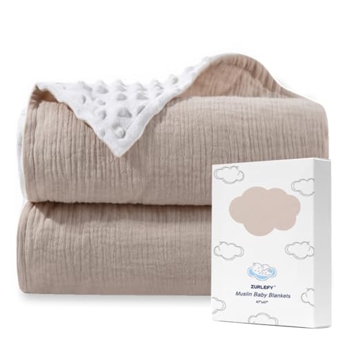 Image of ZURLEFY Neutral Khaki Baby Blankets for Unisex, Soft Cotton Toddler Blanket for Daycare, Warm Thick Baby Blanket for Newborn, Infant (43-08)