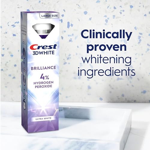 Image of Crest 3D White Brilliance Pro Ultra White Teeth Whitening Toothpaste, 3.8 oz, Anticavity Fluoride Toothpaste, 4% Hydrogen Peroxide, Active Whitening Protection